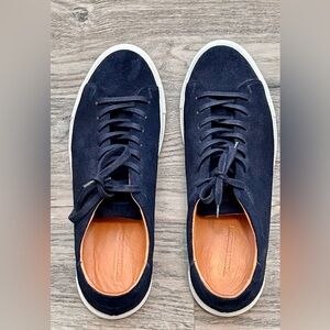 Beckett Simonon Navy Suede Low-Top Sneakers with Tan Leather Lining